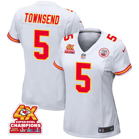 Tommy Townsend 5 Kansas City Chiefs Super Bowl LVIII Champions 4X Game Jersey – White JS4483