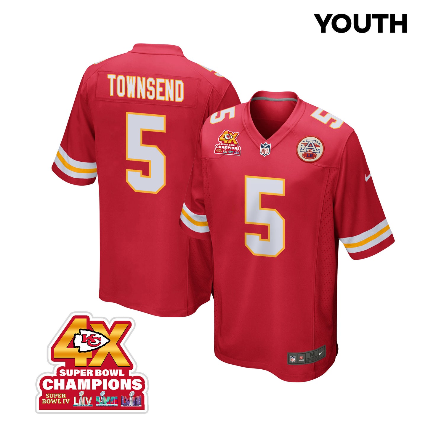 Tommy Townsend 5 Kansas City Chiefs Super Bowl LVIII Champions 4X Game Jersey – Red JS8324