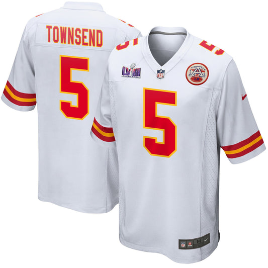 Tommy Townsend 5 Kansas City Chiefs Super Bowl LVIII Patch Game Jersey – White JS9478