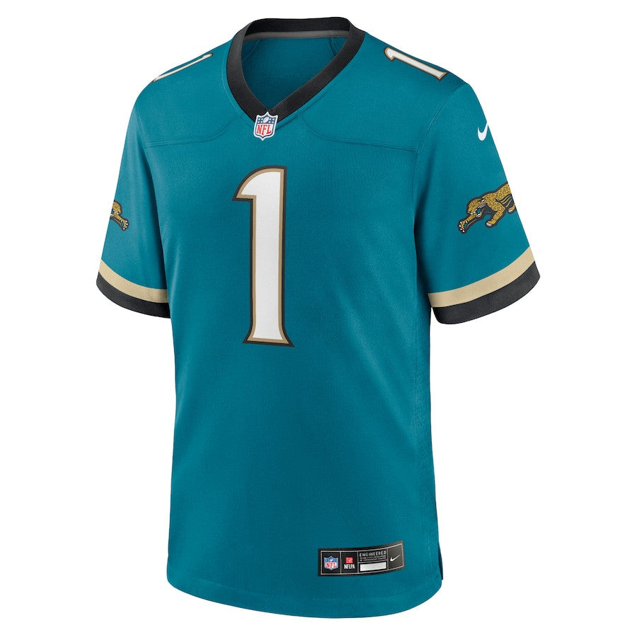 Travis Etienne Jr 1 Jacksonville Jaguars Prowler Throwback Player Game Jersey – Teal JS3856