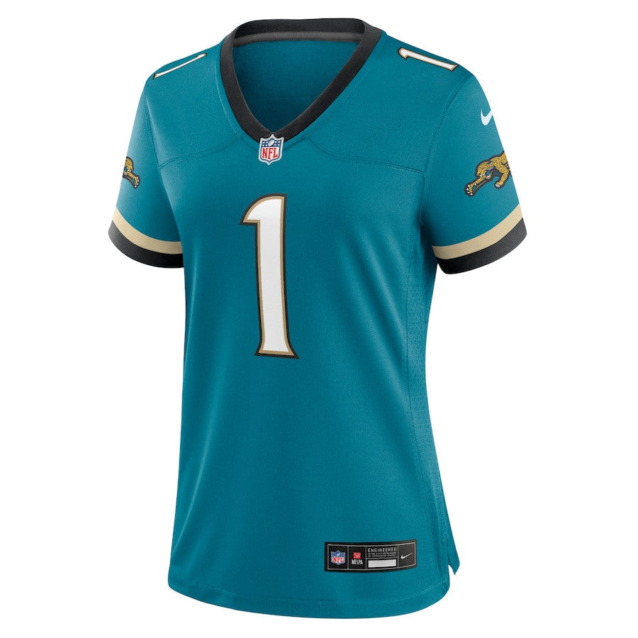 Travis Etienne Jr 1 Jacksonville Jaguars Prowler Throwback Game Jersey – Teal JS5158