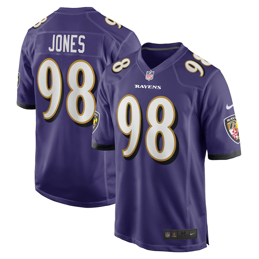 Travis Jones 98 Baltimore Ravens Team Game Jersey – Purple JS7428
