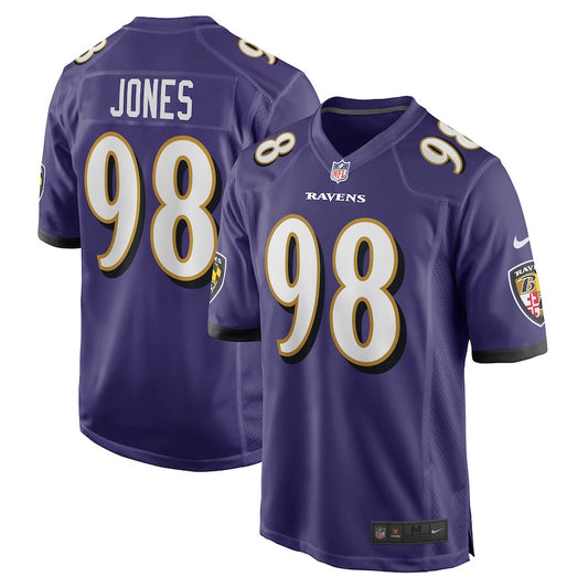 Travis Jones 98 Baltimore Ravens Team Game Jersey – Purple JS7428