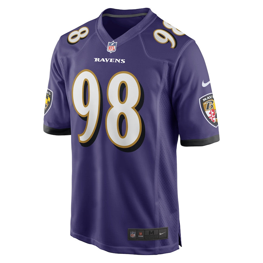Travis Jones 98 Baltimore Ravens Team Game Jersey – Purple JS7428