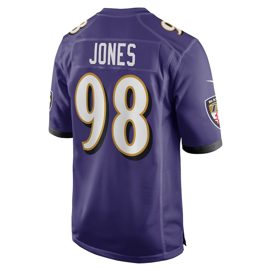 Travis Jones 98 Baltimore Ravens Team Game Jersey – Purple JS7428