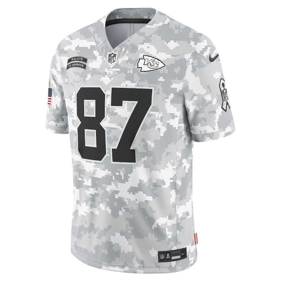 Travis Kelce 87 Kansas City Chiefs 2024 Salute to Service Limited Jersey – Arctic Camo JS2870