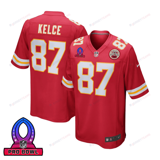 Travis Kelce 87 Kansas City Chiefs 2025 Pro Bowl Patch Game Jersey – Red JS5710