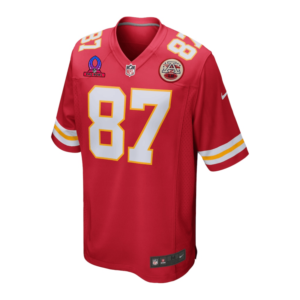 Travis Kelce 87 Kansas City Chiefs 2025 Pro Bowl Patch Game Jersey – Red JS5710