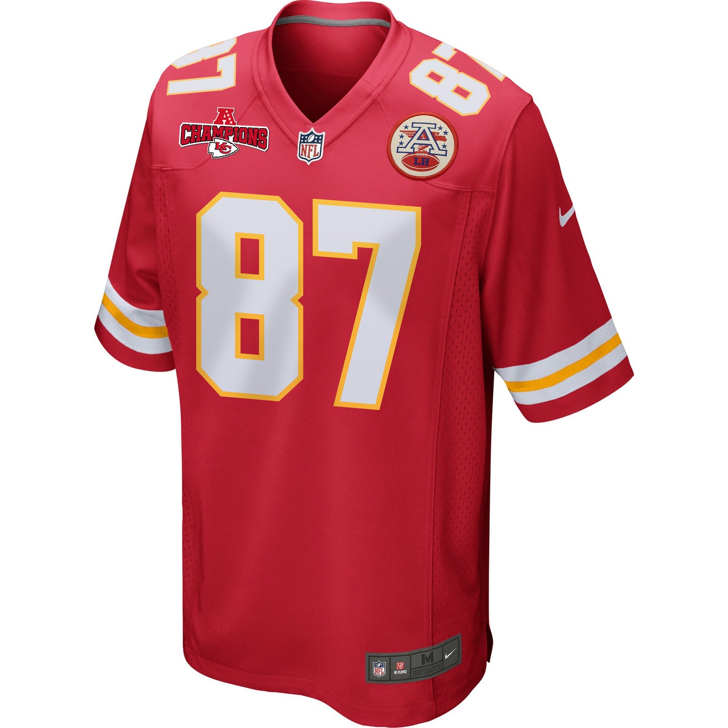 Travis Kelce 87 Kansas City Chiefs AFC Champions Patch Game Jersey – Red JS3068
