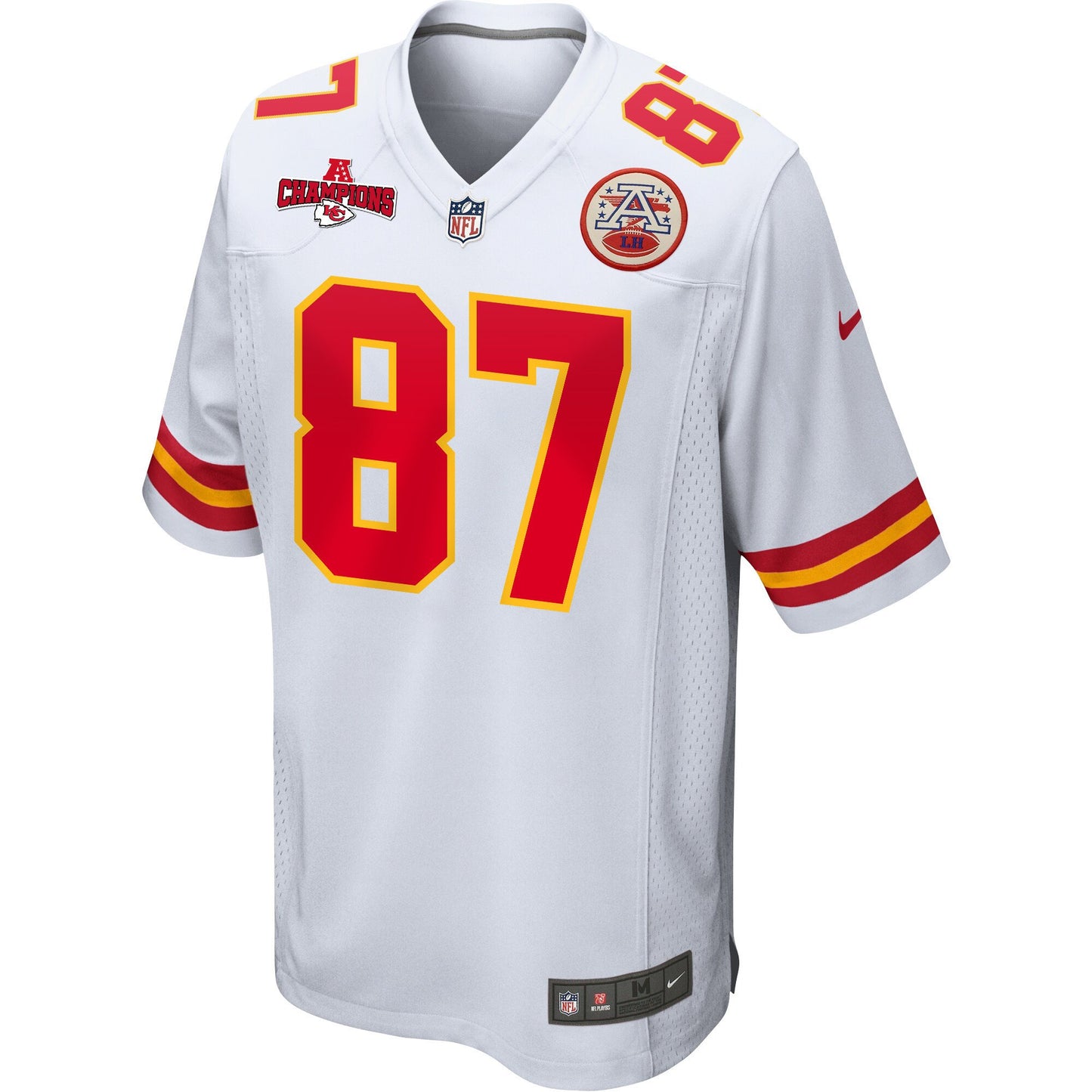 Travis Kelce 87 Kansas City Chiefs AFC Champions Patch Game Jersey – White JS3315