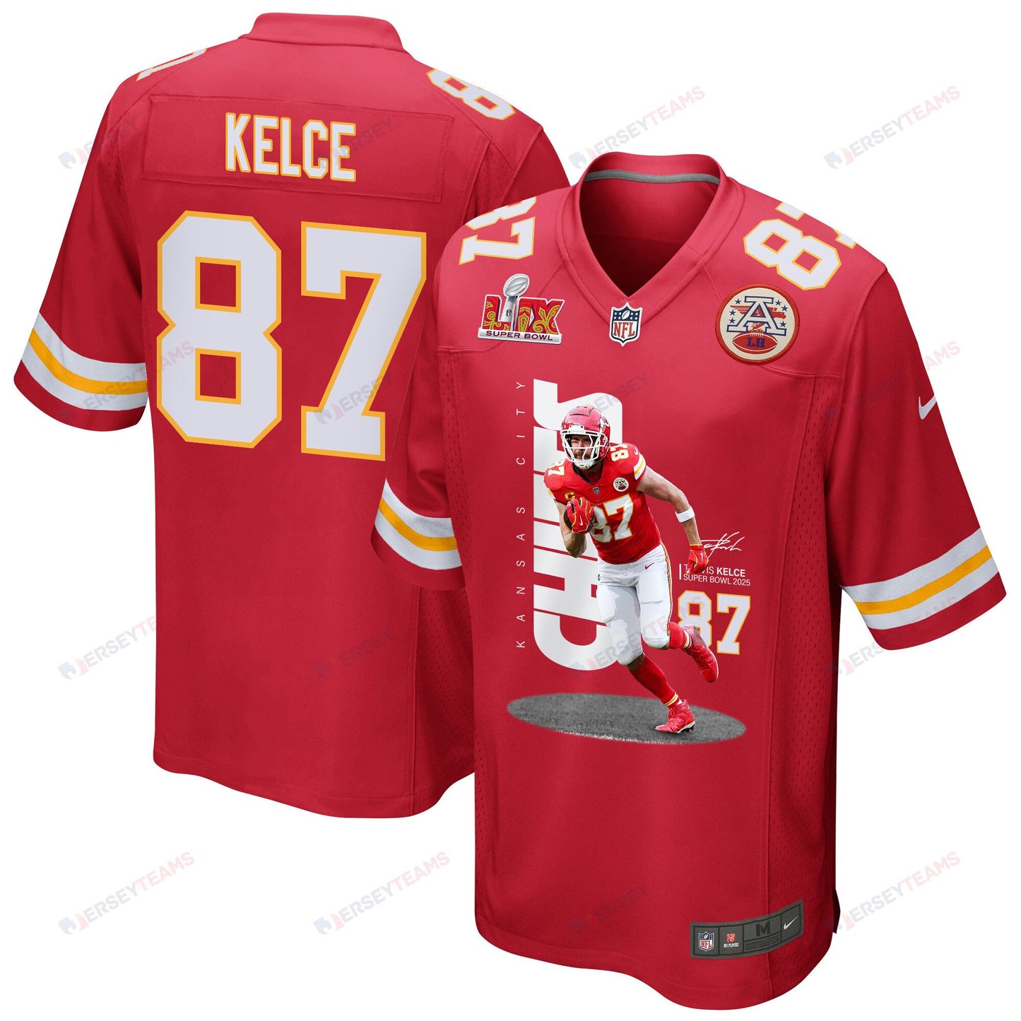 Travis Kelce 87 Kansas City Chiefs Big Yeti Game Jersey – Red JS9113