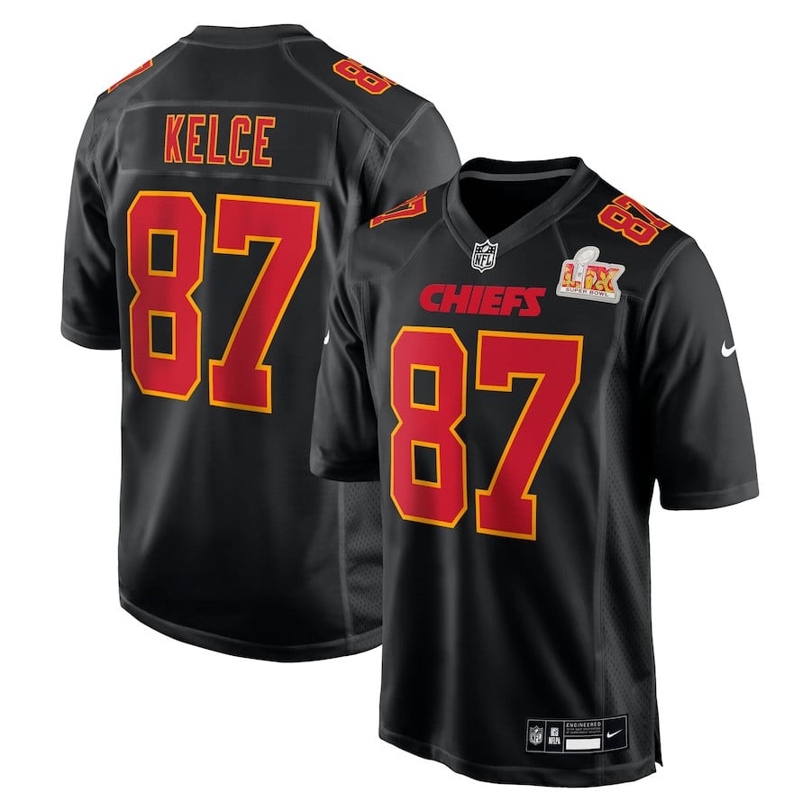 Travis Kelce 87 Kansas City Chiefs Super Bowl LIX Fashion Game Jersey – Carbon Black JS7427