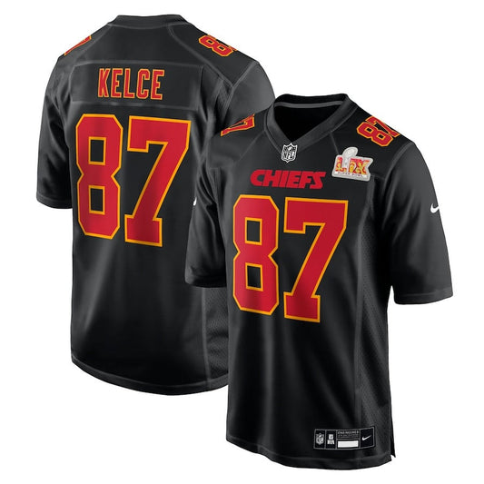 Travis Kelce 87 Kansas City Chiefs Super Bowl LIX Fashion Game Jersey – Carbon Black JS7427