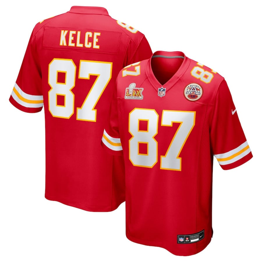 Travis Kelce 87 Kansas City Chiefs Super Bowl LIX Game Jersey – Red JS4415