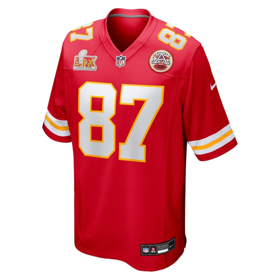 Travis Kelce 87 Kansas City Chiefs Super Bowl LIX Game Jersey – Red JS4415