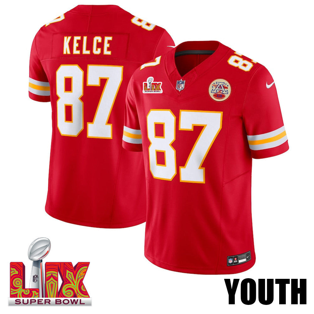 Travis Kelce #87 Kansas City Chiefs Super Bowl LIX Jersey – Red JS1989
