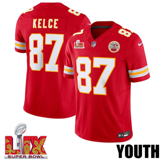 Travis Kelce #87 Kansas City Chiefs Super Bowl LIX Jersey – Red JS1989