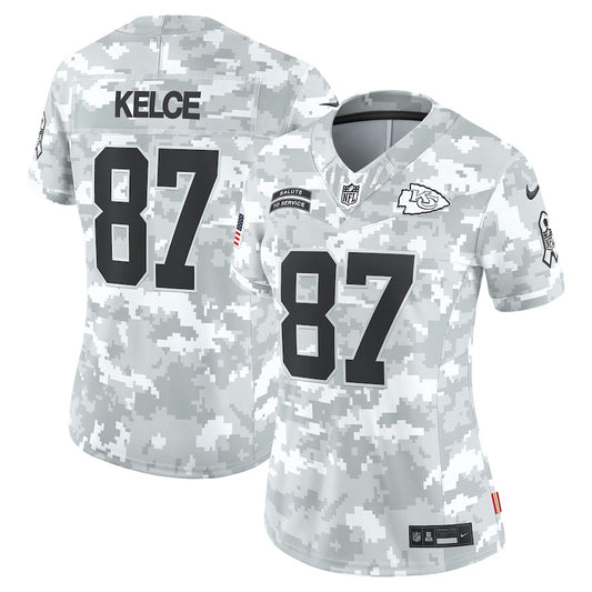 Travis Kelce 87 Kansas City Chiefs 2024 Salute to Service Limited Jersey – Arctic Camo JS5477