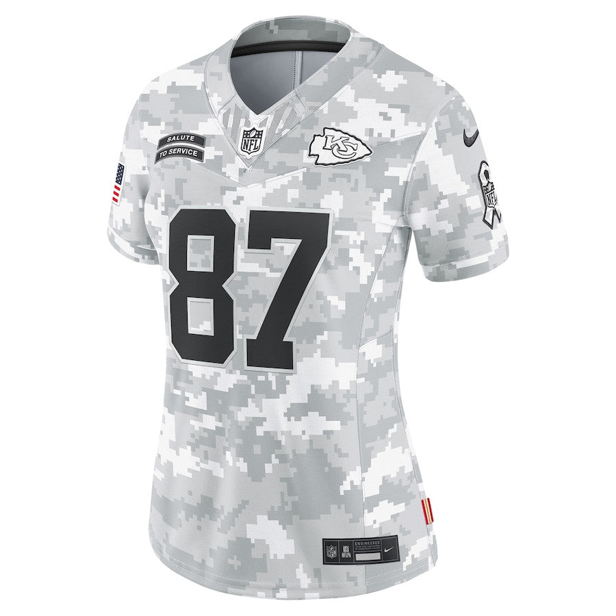 Travis Kelce 87 Kansas City Chiefs 2024 Salute to Service Limited Jersey – Arctic Camo JS5477