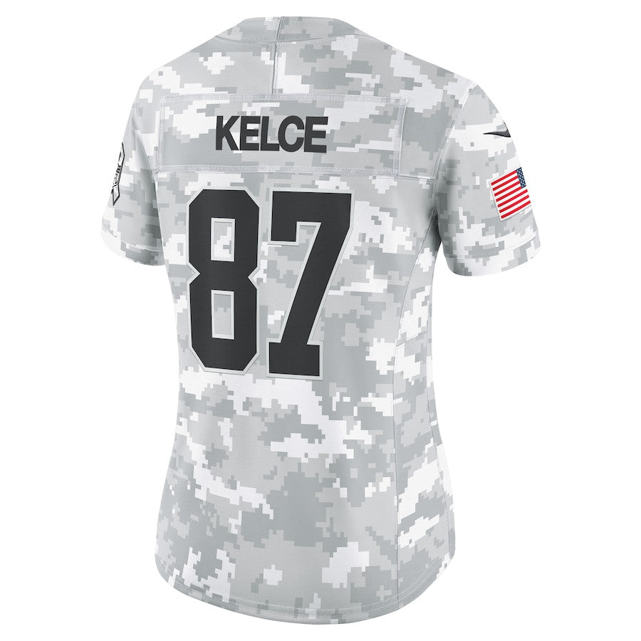 Travis Kelce 87 Kansas City Chiefs 2024 Salute to Service Limited Jersey – Arctic Camo JS5477
