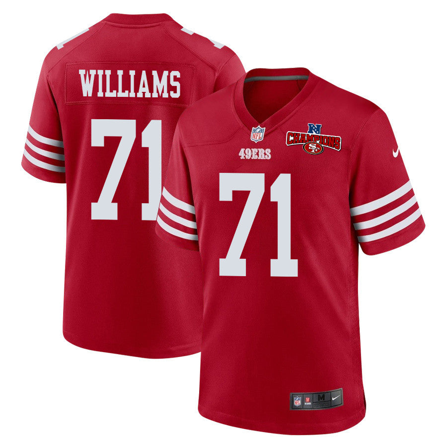 Trent Williams 71 San Francisco 49ers NFC Champions Patch Game Jersey – Scarlet JS3726