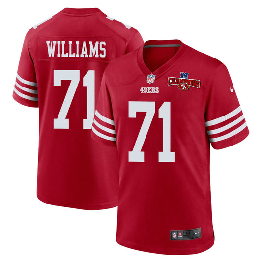 Trent Williams 71 San Francisco 49ers NFC Champions Patch Game Jersey – Scarlet JS3726