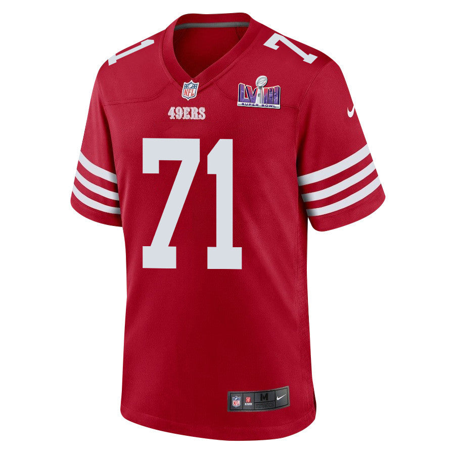Trent Williams 71 San Francisco 49ers Super Bowl LVIII Patch Game Jersey – Scarlet JS1191