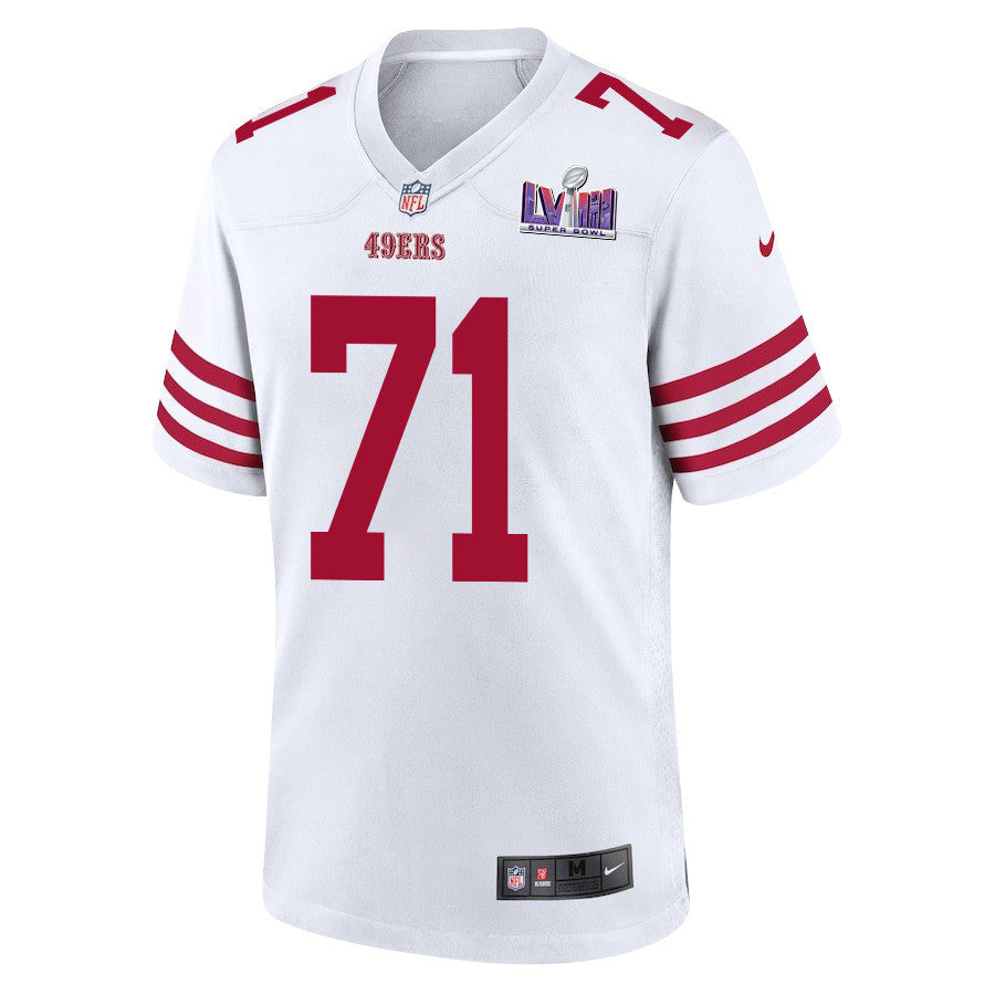 Trent Williams 71 San Francisco 49ers Super Bowl LVIII Patch Game Jersey – White JS8925