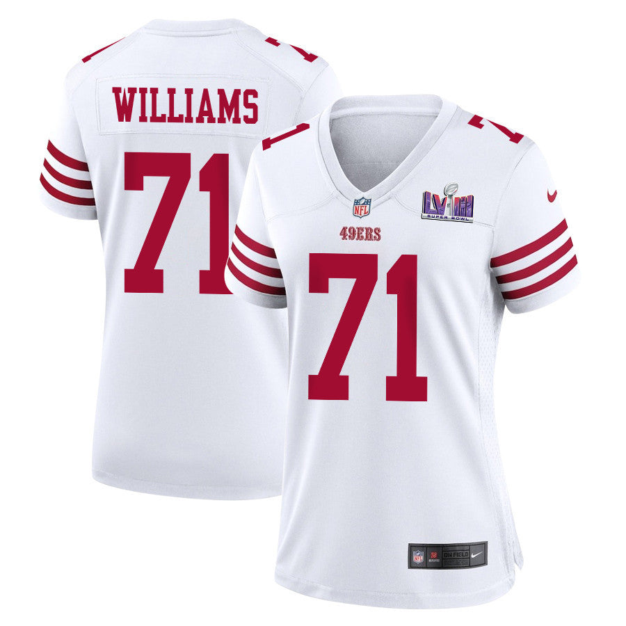 Trent Williams 71 San Francisco 49ers Super Bowl LVIII Patch Game Jersey – White JS9807