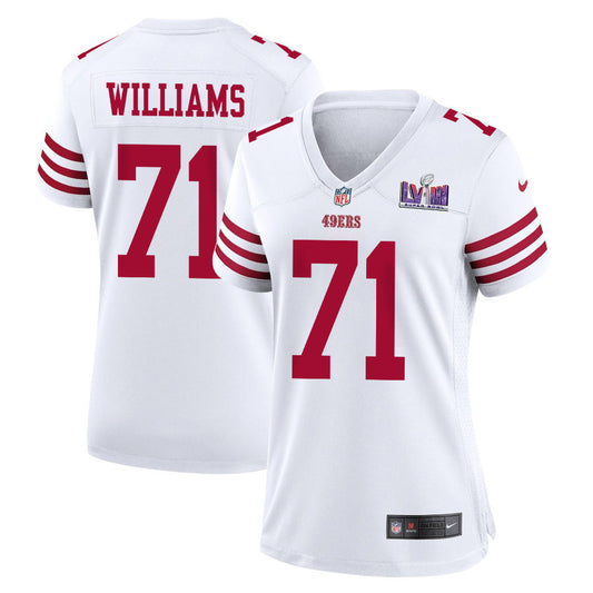 Trent Williams 71 San Francisco 49ers Super Bowl LVIII Patch Game Jersey – White JS9807