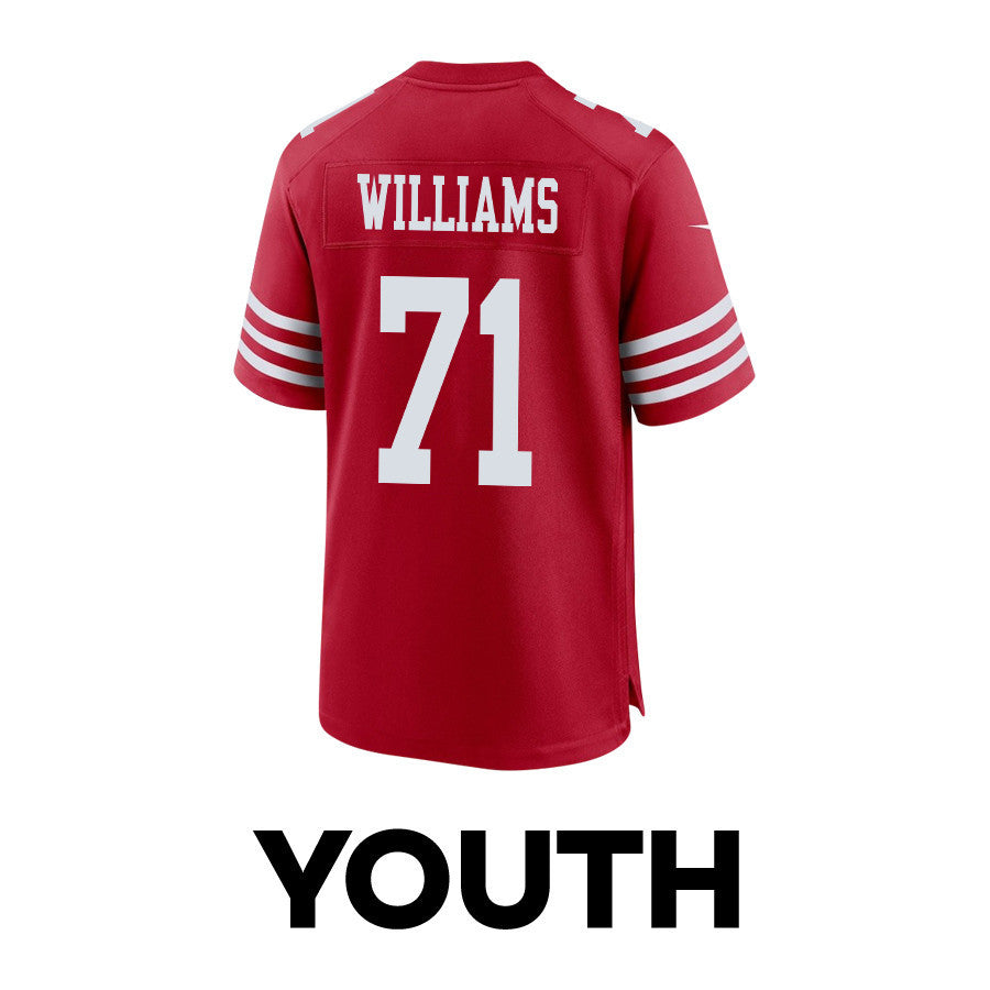 Trent Williams 71 San Francisco 49ers Super Bowl LVIII Patch Game Jersey – Scarlet JS1223