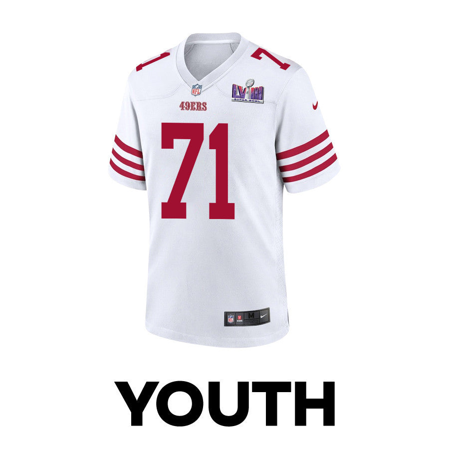 Trent Williams 71 San Francisco 49ers Super Bowl LVIII Patch Game Jersey – White JS2348