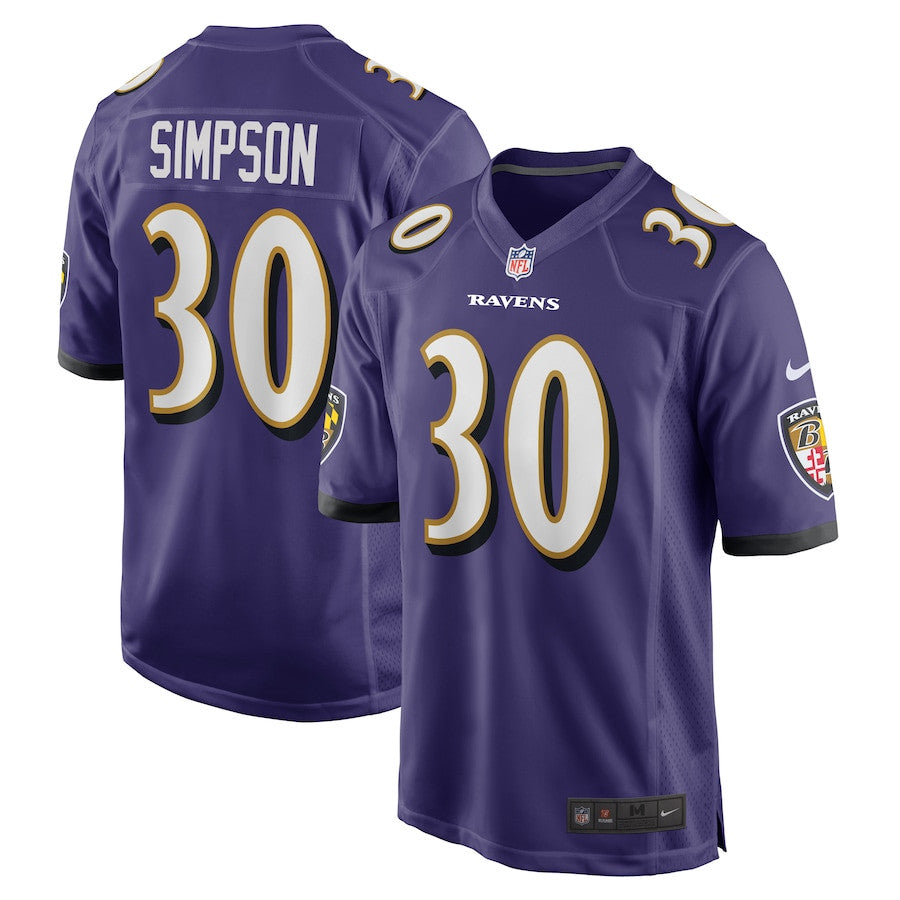 Trenton Simpson 30 Baltimore Ravens Game Jersey – Purple JS1984