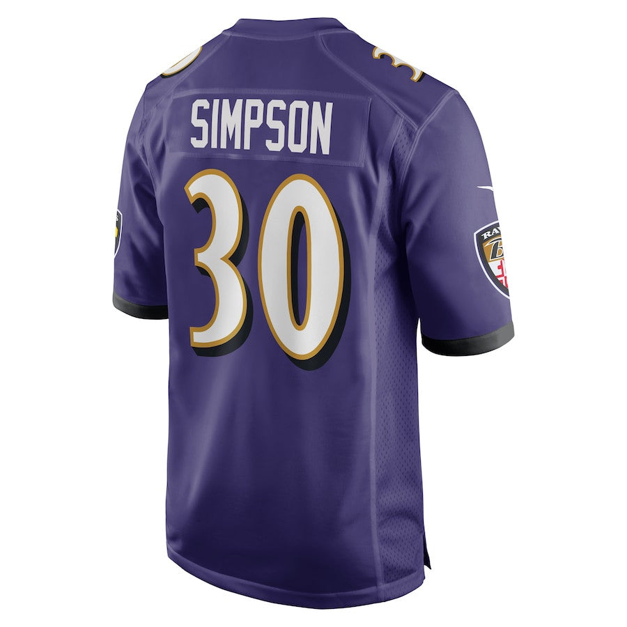Trenton Simpson 30 Baltimore Ravens Game Jersey – Purple JS1984