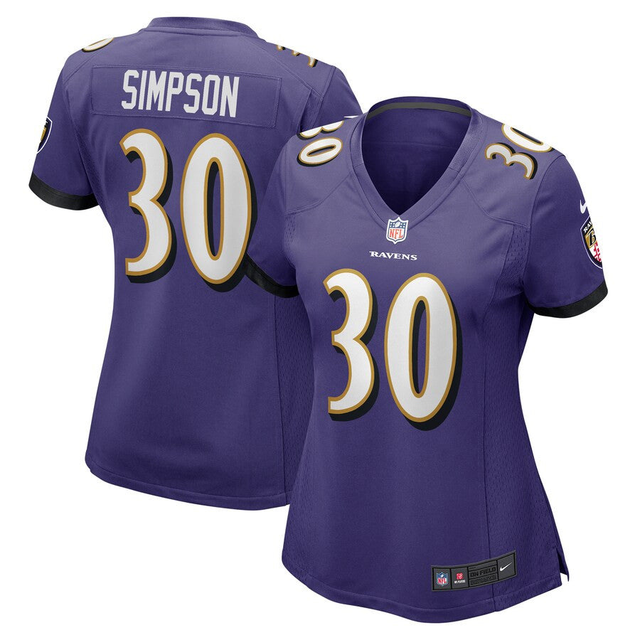 Trenton Simpson 30 Baltimore Ravens Game Jersey – Purple JS7581