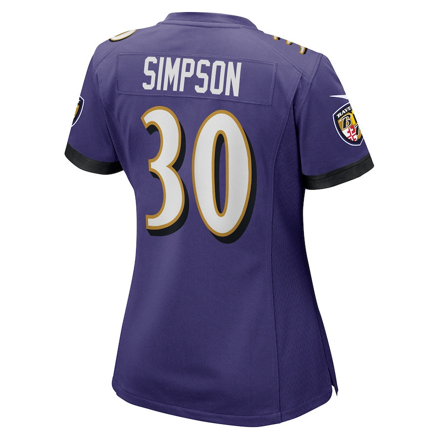 Trenton Simpson 30 Baltimore Ravens Game Jersey – Purple JS7581