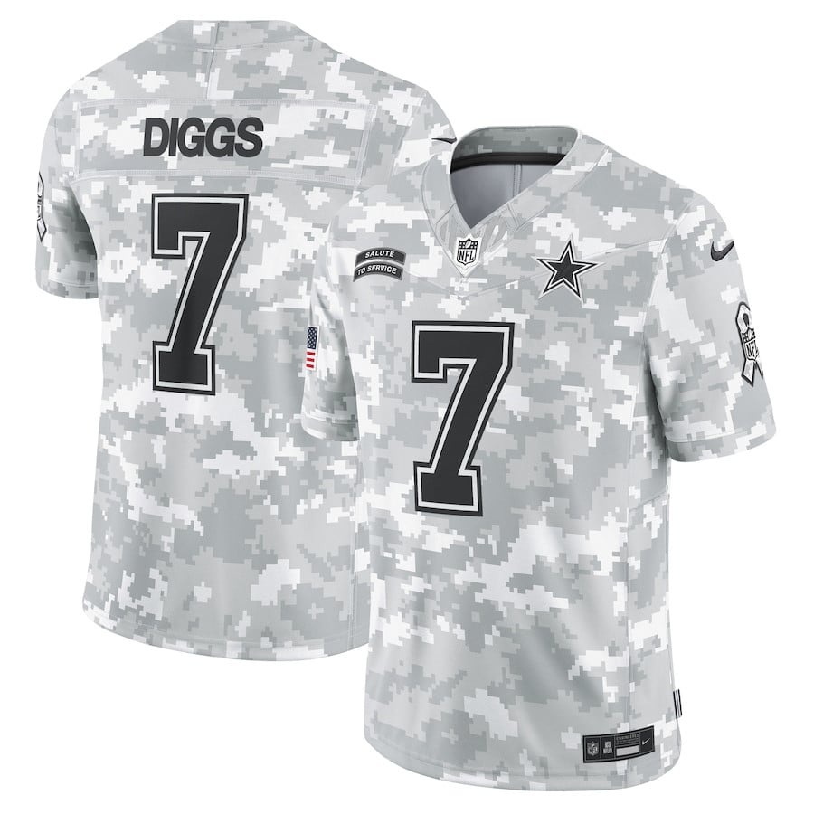 Trevon Diggs 7 Dallas Cowboys 2024 Salute to Service Limited Jersey – Arctic Camo JS5937