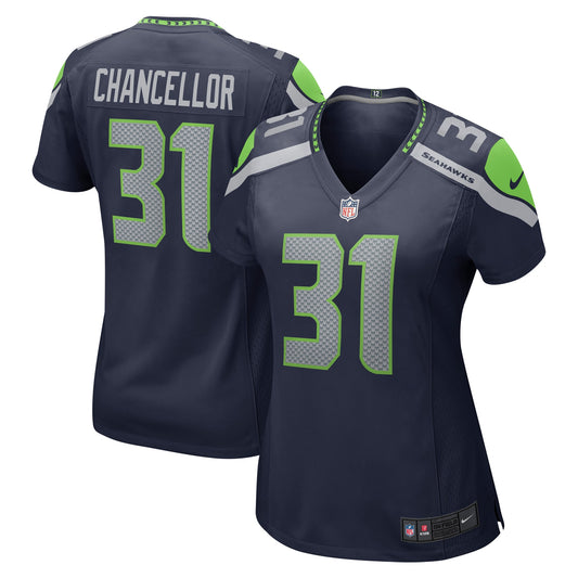 Seattle Seahawks Kam Chancellor College Navy Retired Player Game Jersey JS6750