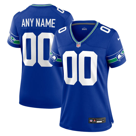 Seattle Seahawks Royal Throwback Custom Jersey JS3331