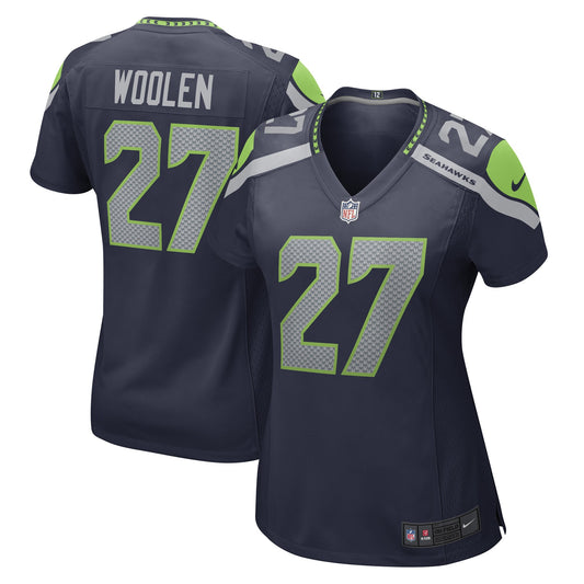 Seattle Seahawks Tariq Woolen College Navy Game Player Jersey JS4187