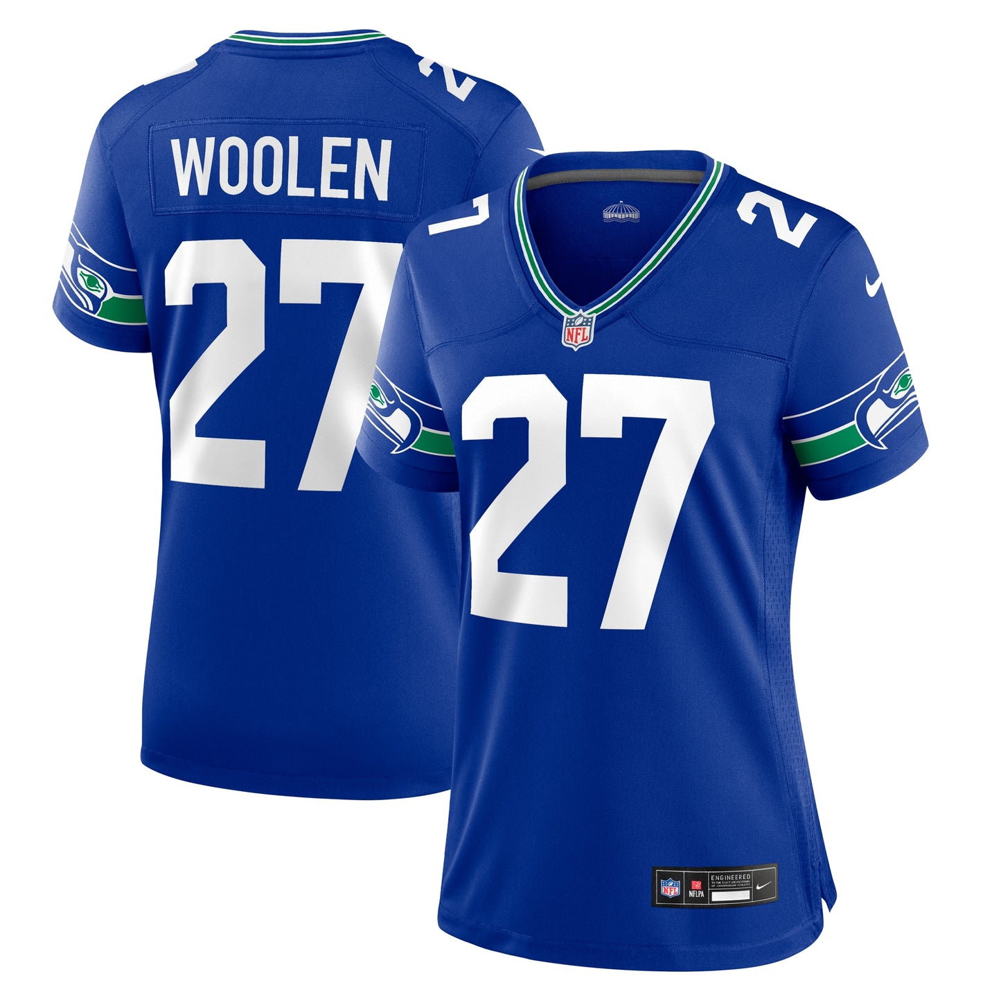 Seattle Seahawks Tariq Woolen Royal Throwback Player Game Jersey JS2621