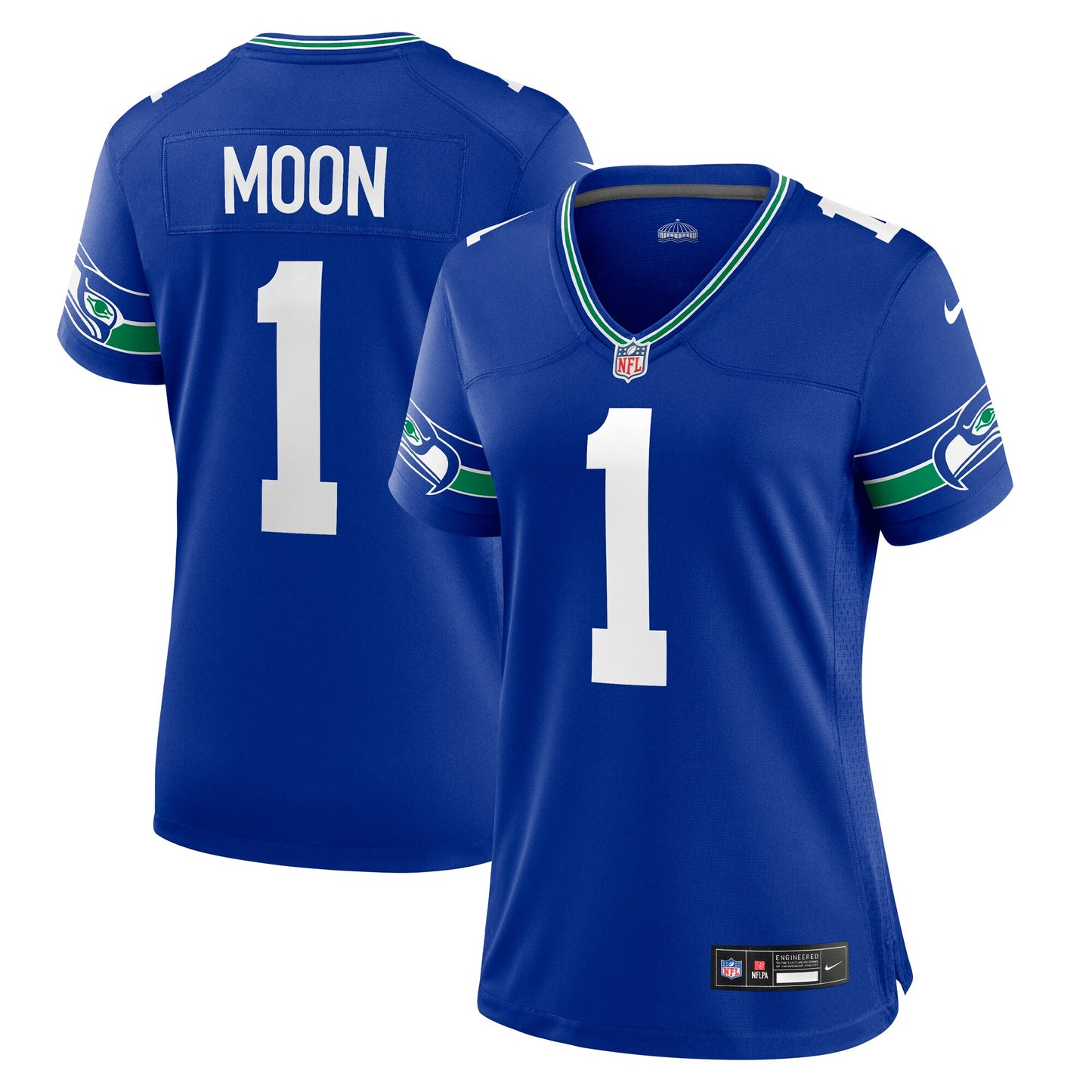 Seattle Seahawks Warren Moon Royal Throwback Retired Player Game Jersey JS3214