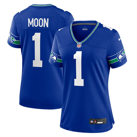 Seattle Seahawks Warren Moon Royal Throwback Retired Player Game Jersey JS3214