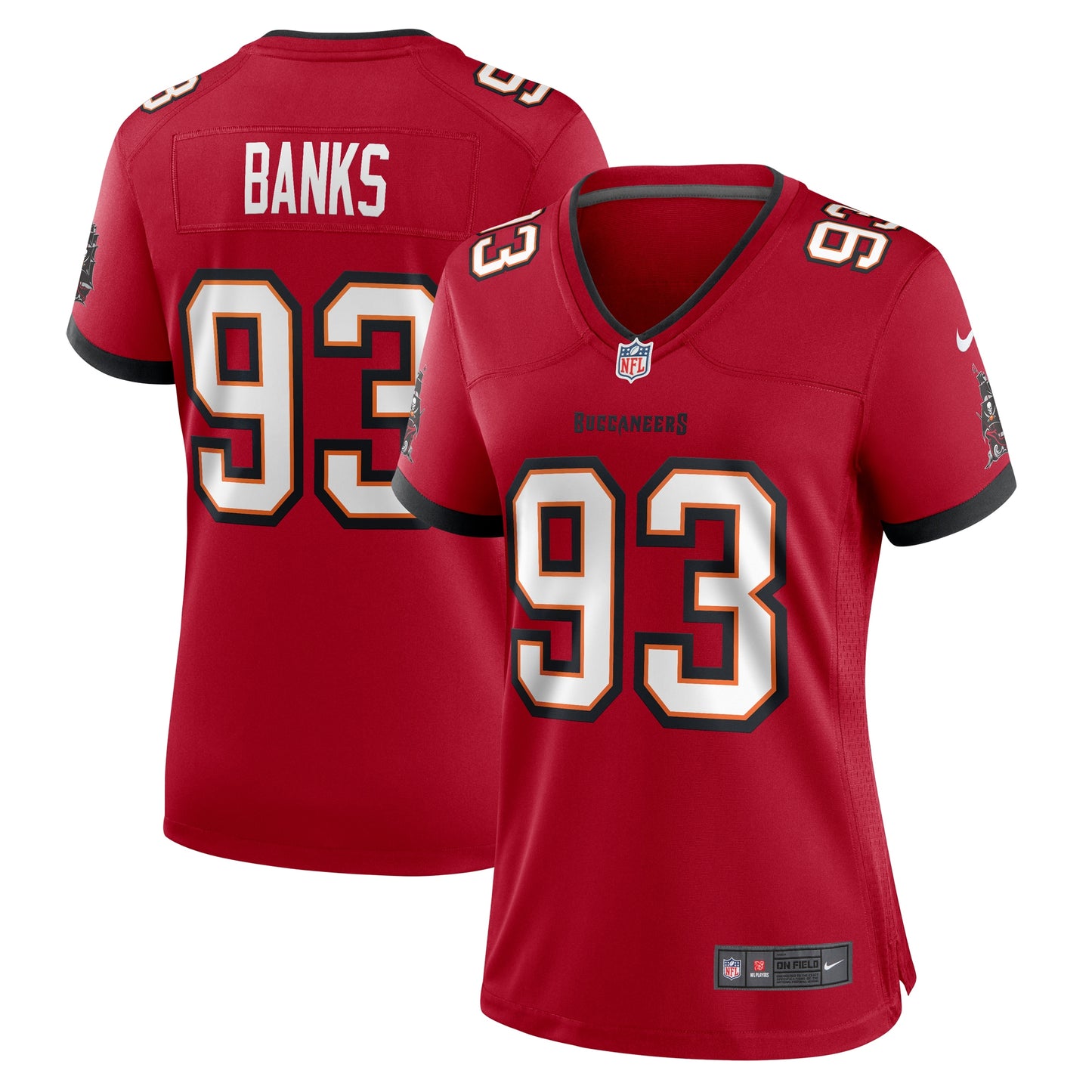 Tampa Bay Buccaneers Eric Banks Red Game Jersey JS2535