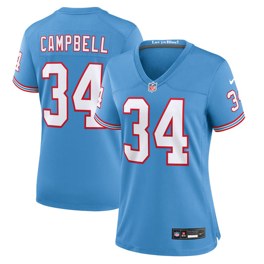 Tennessee Titans Earl Campbell Light Blue Oilers Throwback Retired Player Game Jersey JS8209