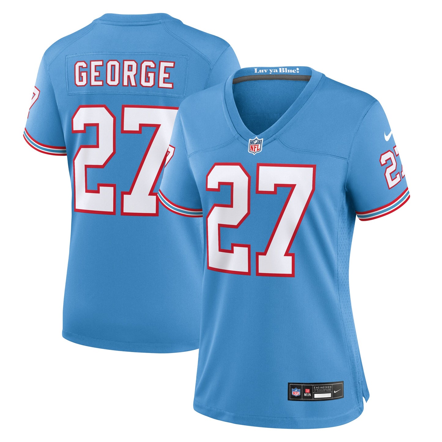 Tennessee Titans Eddie George Light Blue Oilers Throwback Retired Player Game Jersey JS5920