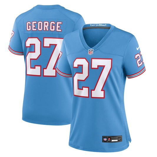 Tennessee Titans Eddie George Light Blue Oilers Throwback Retired Player Game Jersey JS5920