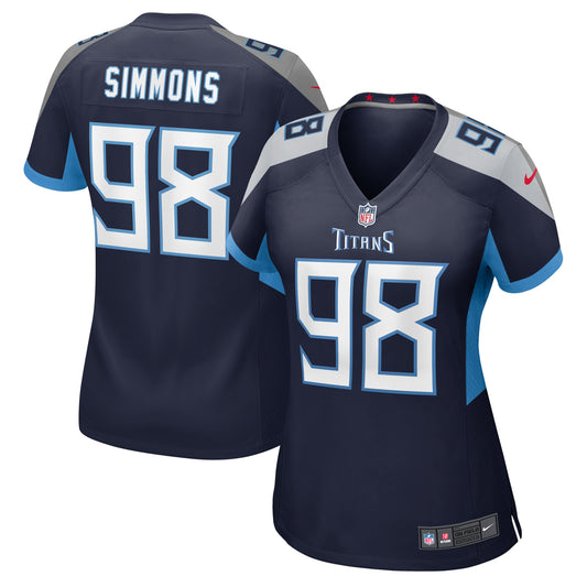 Tennessee Titans Jeffery Simmons Navy Game Jersey JS3581