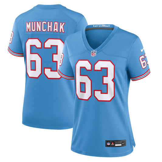 Tennessee Titans Mike Munchak Light Blue Oilers Throwback Retired Player Game Jersey JS7730