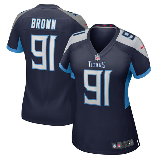 Tennessee Titans Shakel Brown Navy Game Jersey JS4904